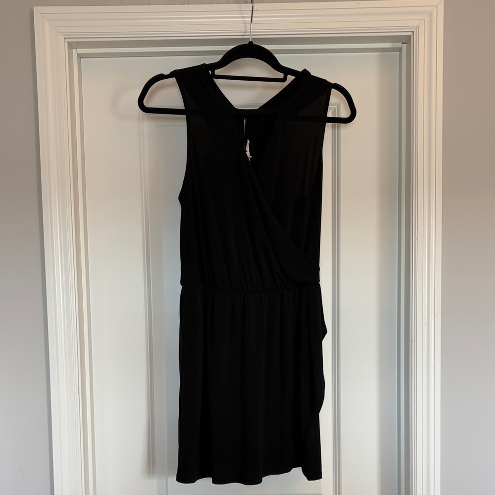 Black Sleeveless Wrap-Front Women’s Dress